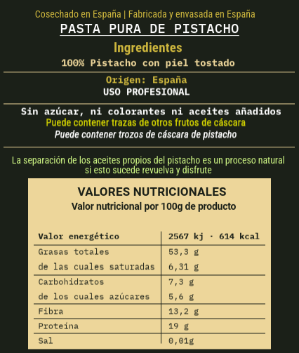 Drupik Pasta 100 % Pistacho - Textura granulosa